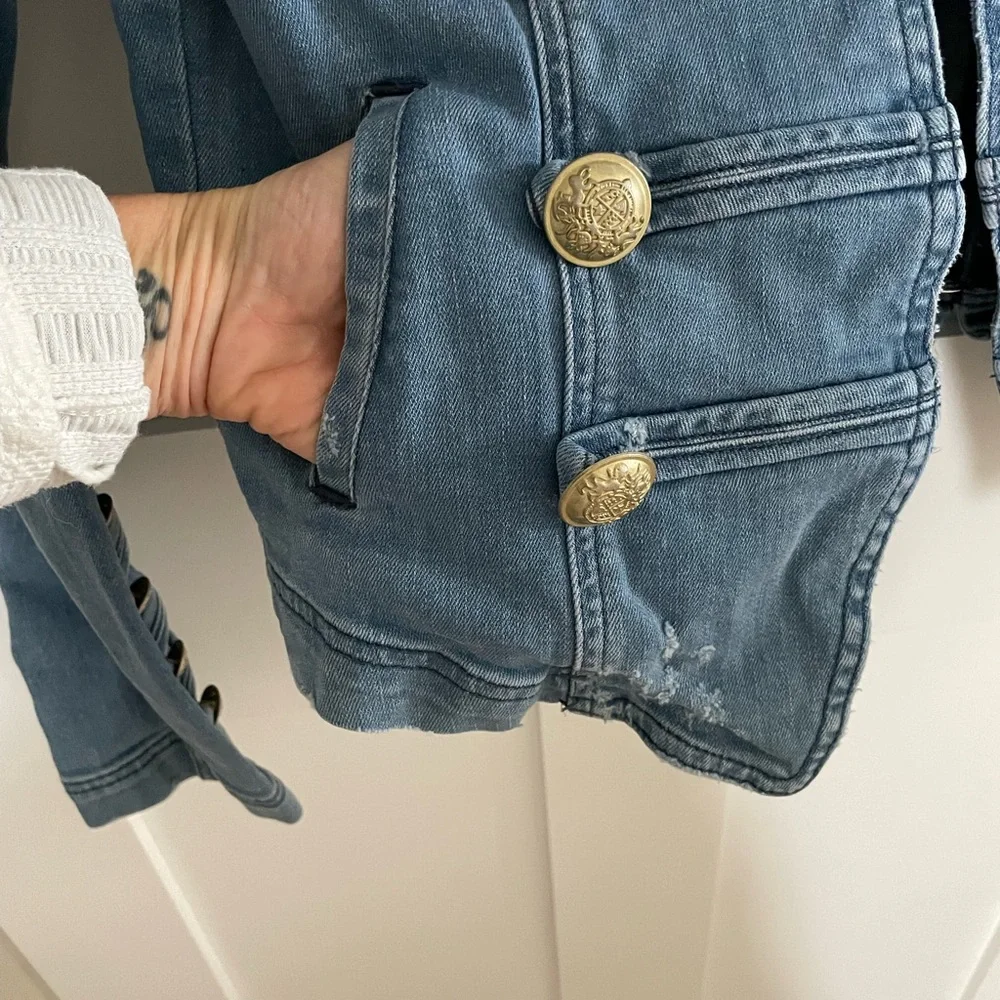 Free People Military Style Denim Jacket - Picture 6 of 9